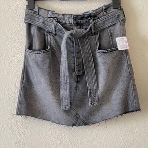 NWT! Free People Denim Dark Wash Paperbag Skirt!